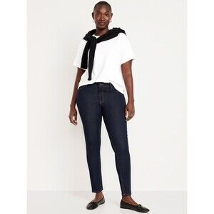 Old Navy Mid Rise Rockstar Super Skinny Jeans Women 16 Short Blue Dark Wash NEW